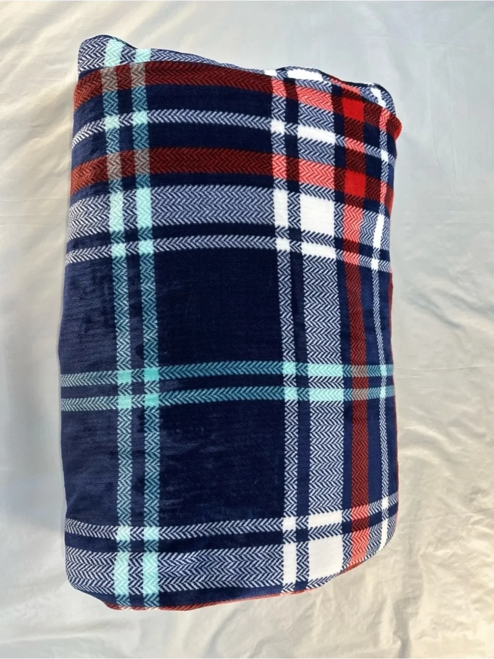 Navy Plaid Plush Throw Blanket - Unbranded 48x62 inches